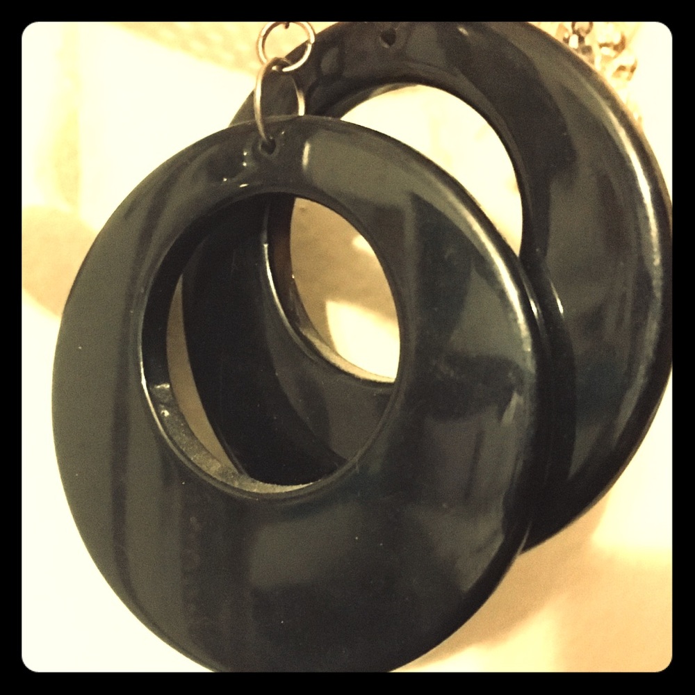 Black Dangle Hoop Earrings